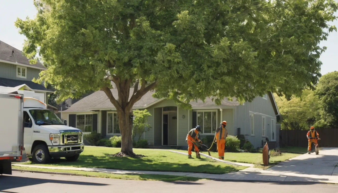 Tree removal provider cutting a large tree near a home in St. Louis